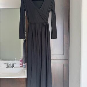 Reborn J Black Long Sleeve Wrap Maxi Dress with Pockets